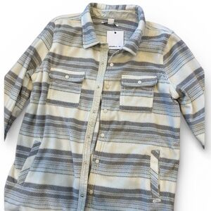 O’Neill | NWT Striped Button-Up Fleece Shacket in Blue Mirage